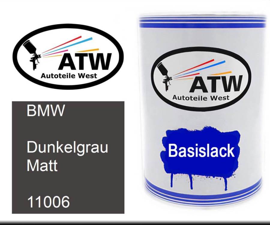 BMW, Dunkelgrau Matt, 11006: 500ml Lackdose, von ATW Autoteile West.